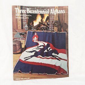 3 Bicentennial Afghans Stitch Crochet Knitting Spinnerin Minibook 373